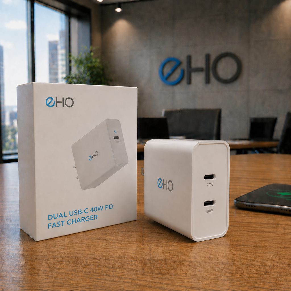 شاحن مخرجين تايب سي 40 واط فيشة أمريكي EHO PD Fast